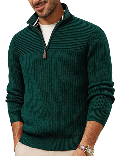 PJ PAUL JONES Troyer Herren mit Zip Strickpullover Troyer Pullover Slim Fit Langarm Strickpullover XXL Grün PJ PAUL JONES Troyer Herren mit Zip Strickpullover Troyer Pullover Slim Fit Langarm Strickpullover XXL Grün von PJ PAUL JONES