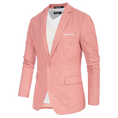 PJ Paul Jones Herren Casual Ein-Knopf Anzug Blazer Jacke Sport Mantel, Pink, L von PJ PAUL JONES