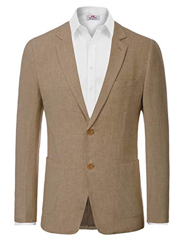 PJ Paul Jones Herren Slim Fit Leichte Leinenjacke Tailored Blazer Sport Mantel, CAMEL, XL von PJ PAUL JONES