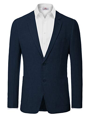 PJ Paul Jones Herren Slim Fit Leichte Leinenjacke Taillierter Blazer Sport Mantel, Marineblau, XL von PJ PAUL JONES