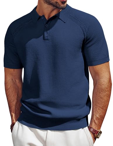 PJ PAUL JONES Herren Polo Shirt Button Down Poloshirt Kurzarm Dunkelblau S von PJ PAUL JONES
