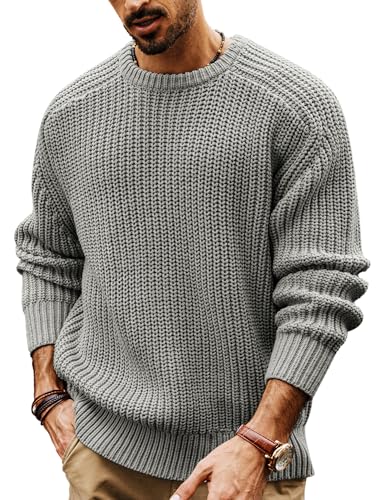 Pullover für Herren Strickpullover mit Rundhals Pulli Loose Fit Winterpullover Langarm Grau M Pullover für Herren Strickpullover mit Rundhals Pulli Loose Fit Winterpullover Langarm Grau M von PJ PAUL JONES