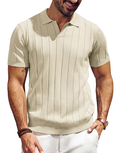 Strick Poloshirt Herren Sommer Golf Polo T-Shirts für Herren Aprikose XL von PJ PAUL JONES