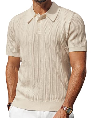 T-Shirts für Herren Poloshirt Kurzarm Sportlich Tshirt Golf Polo Shirt Aprikose L von PJ PAUL JONES