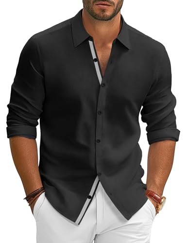 PJ PAUL JONES Trachtenhemd Herren Button Down Business Hemd Regular Fit Anzughemd Langarm Schwarz XXL von PJ PAUL JONES