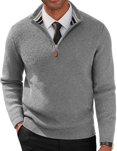 Troyer Herren mit Zip Pullover Troyer Pullover mit Reißverschluss Langarm Waffel Strickpullover XXL Dunkelgrau Troyer Herren mit Zip Pullover Troyer Pullover mit Reißverschluss Langarm Waffel Strickpullover XXL Dunkelgrau von PJ PAUL JONES