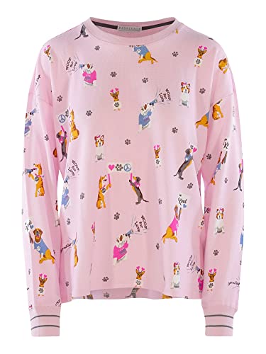 PJ Salvage Damen Pyjamaoberteil Woof for Love - rosa - Größe XL von PJ Salvage