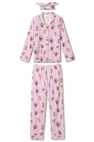 PJ Salvage Flanell-Pyjama-Set für Damen mit Stirnband, Lavender Glow, S von PJ Salvage