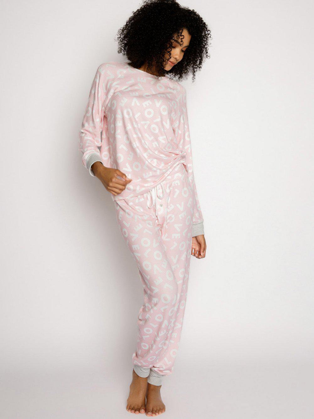 PJ Salvage Pyjamahose Damen bedruckt, pink von PJ Salvage