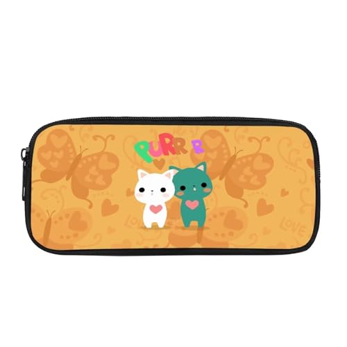 PJHEQOXE Kleines Federmäppchen, niedlicher Cartoon-Katzen-Druck, Elementarschüler, Münztasche, Kosmetiktasche, Bürobedarf, Organizer für Mittelschule PJHEQOXE Kleines Federmäppchen, niedlicher Cartoon-Katzen-Druck, Elementarschüler, Münztasche, Kosmetiktasche, Bürobedarf, Organizer für Mittelschule von PJHEQOXE