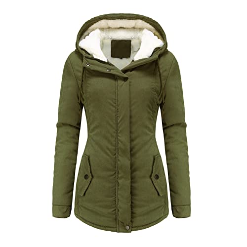 Wintermantel Damen Parka Baumwolljacke Lange Winterjacke mit Kapuze Parka Warme Winddichtes Winterparka von PJQQ