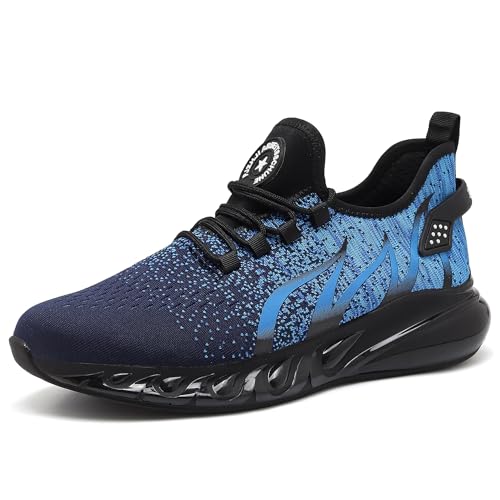 PJZHJI Arbeitsschuhe Herren Damen Leicht Sicherheitsschuhe Sportlich Stahlkappenschuhe rutschfest Atmungsaktiv Schutzschuhe 595Blau 37EU von PJZHJI