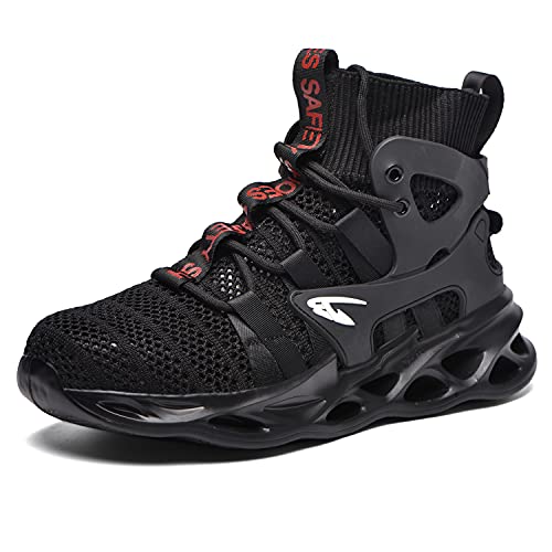 PJZHJI Arbeitsschuhe Herren Damen Sicherheitsschuhe Leicht Stahlkappenschuhe Sportlich Atmungsaktiv Arbeitsschutzschuhe Schutzschuhe mit Stahlkappen 799 Mesh Black 47 von PJZHJI