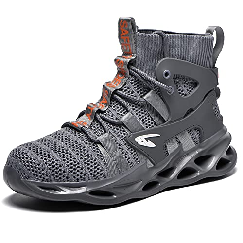 PJZHJI Arbeitsschuhe Herren Damen Sicherheitsschuhe Leicht Stahlkappenschuhe Sportlich Atmungsaktiv Arbeitsschutzschuhe Schutzschuhe mit Stahlkappen 799 Mesh Gray 46 von PJZHJI