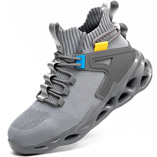 PJZHJI Arbeitsschuhe Herren Damen Sicherheitsschuhe Leicht Stahlkappenschuhe Sportlich Atmungsaktiv Arbeitsschutzschuhe Schutzschuhe mit Stahlkappen 998 Gray 39 von PJZHJI