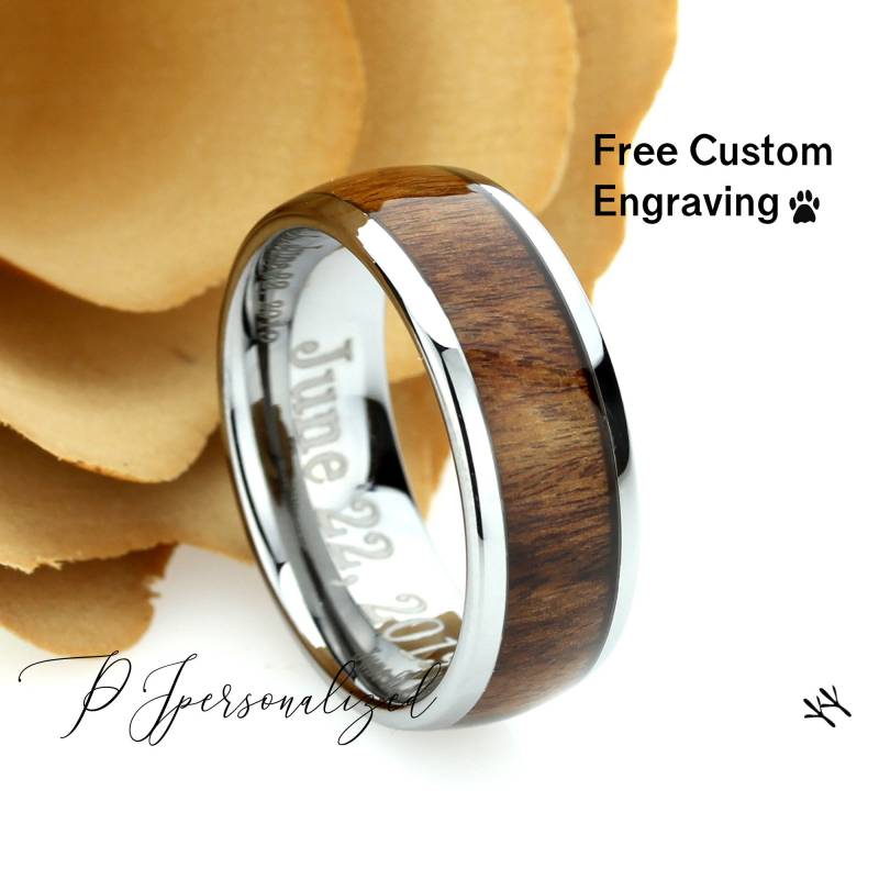 Rosenholz Wolfram Ehering 8 Mm Herrenring, Verlobungsring, Jubiläumsring von PJpersonalized