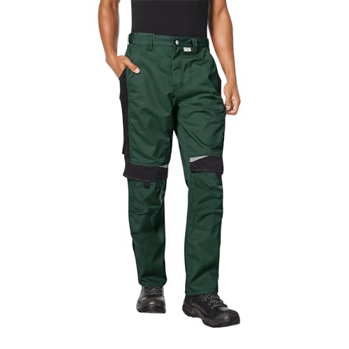 pka BESTWORK Arbeitshose Herren mit Stretch-Bund & Kniepolster-Taschen in Grün/Schwarz Größe 29 von pka