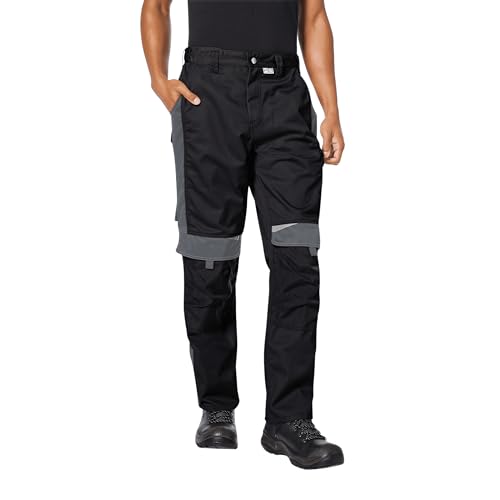 pka BESTWORK Arbeitshose Herren mit Stretch-Bund & Kniepolster-Taschen in Schwarz/Grau Größe 58 von pka