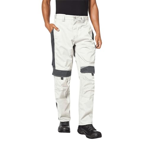 pka BESTWORK Arbeitshose Herren mit Stretch-Bund & Kniepolster-Taschen in Weiss/Grau Größe 56 von pka