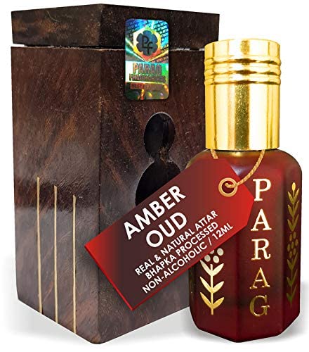Parag Fragrances Amber Oud Attar 1 Tola / 12Ml (Grade1) With Handcrafted Wooden Box (Natural, Bhapka Processed, Long Lasting & Alcohol Free Attar) von PKD