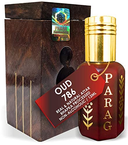 Parag Fragrances Oud 786 Attar 1 Tola / 12Ml (Grade1) With Handcrafted Wooden Box (Natural, Bhapka Processed, Long Lasting & Alcohol Free Attar) von PKD