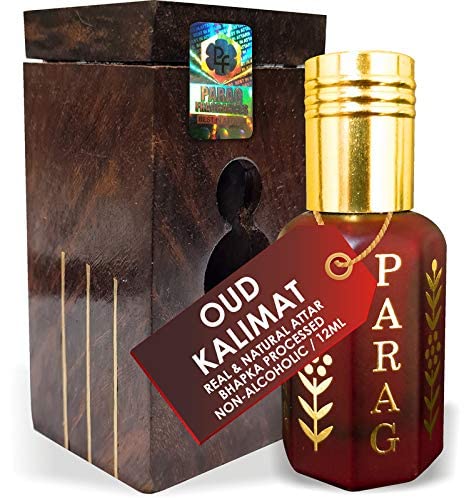 Parag Fragrances Oud Kalimat Attar 1 Tola / 12Ml (Grade1) With Handcrafted Wooden Box (Natural, Bhapka Processed, Long Lasting & Alcohol Free Attar) von PKD