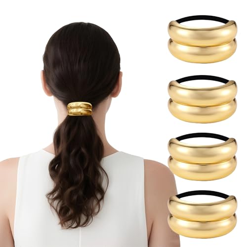 PKQTOP 4 Stück Haargummi Damen, Haarschmuck Haargummis Klein Haarreifen Damen Mini Haargummis Schwarz Scrunchies Haargummi Haaraccessoires Damen Haarreif Für Alltag Arbeit Party von PKQTOP