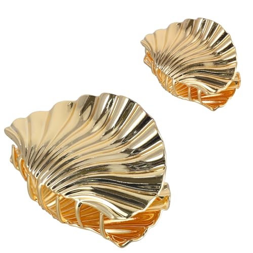 Muschel-Haarspange, goldfarben, modisch und niedlich, geeignet für die meisten Frisuren, geeignet für Mädchen (9,5 cm und 5,5 cm), 2 Stück von PKRFCJ