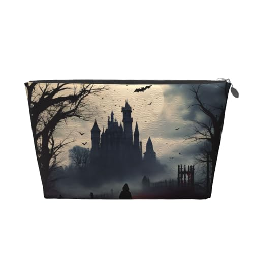 Kulturbeutel mit Aufdruck "Gloomy and Witch" – Reise-Make-up-Aufbewahrungstasche, Kosmetiktaschen, PU-Leder, wasserdicht, leicht, Make-up-Tasche, Organizer für Mädchen, Frauen und Männer, silber Kulturbeutel mit Aufdruck "Gloomy and Witch" – Reise-Make-up-Aufbewahrungstasche, Kosmetiktaschen, PU-Leder, wasserdicht, leicht, Make-up-Tasche, Organizer für Mädchen, Frauen und Männer, silber von PKTTECRFPK