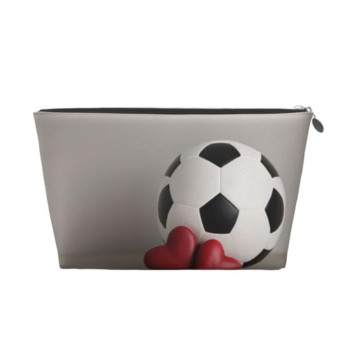 Kulturbeutel mit Aufschrift "I Love Soccer Print", Reise-Make-up-Aufbewahrungstasche, Kosmetiktasche, PU-Leder, wasserdicht, leicht, Make-up-Tasche, Organizer für Mädchen, Damen und Herren, silber Kulturbeutel mit Aufschrift "I Love Soccer Print", Reise-Make-up-Aufbewahrungstasche, Kosmetiktasche, PU-Leder, wasserdicht, leicht, Make-up-Tasche, Organizer für Mädchen, Damen und Herren, silber von PKTTECRFPK