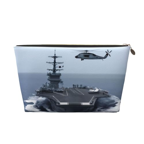 Kulturbeutel mit Flugzeugträgeraufdruck, Reise-Make-up-Aufbewahrungstasche, Kosmetiktaschen, PU-Leder, wasserdicht, leicht, Make-up-Tasche, Organizer für Mädchen, Frauen und Männer, Größe 3D Kulturbeutel mit Flugzeugträgeraufdruck, Reise-Make-up-Aufbewahrungstasche, Kosmetiktaschen, PU-Leder, wasserdicht, leicht, Make-up-Tasche, Organizer für Mädchen, Frauen und Männer, Größe 3D von PKTTECRFPK