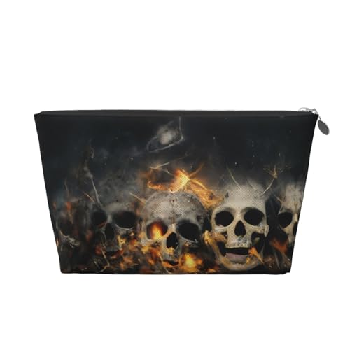 Kulturbeutel mit Horror-Geister-Schädel-Aufdruck, Reise-Make-up-Aufbewahrungstasche, Kosmetiktasche, PU-Leder, wasserdicht, leicht, Make-up-Tasche, Organizer für Mädchen, Frauen und Männer, silber Kulturbeutel mit Horror-Geister-Schädel-Aufdruck, Reise-Make-up-Aufbewahrungstasche, Kosmetiktasche, PU-Leder, wasserdicht, leicht, Make-up-Tasche, Organizer für Mädchen, Frauen und Männer, silber von PKTTECRFPK