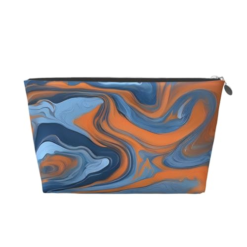 Kulturbeutel mit Kunstdruck, Reise-Make-up-Aufbewahrungstasche, Kosmetiktasche, PU-Leder, wasserdicht, leicht, Make-up-Tasche, Organizer für Mädchen, Damen und Herren, Gelb / Blau, silber Kulturbeutel mit Kunstdruck, Reise-Make-up-Aufbewahrungstasche, Kosmetiktasche, PU-Leder, wasserdicht, leicht, Make-up-Tasche, Organizer für Mädchen, Damen und Herren, Gelb / Blau, silber von PKTTECRFPK