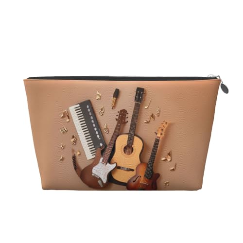 Kulturbeutel mit Musikgitarre – Reise-Make-up-Aufbewahrungstasche, Kosmetiktaschen, PU-Leder, wasserdicht, leicht, Make-up-Tasche, Organizer für Mädchen, Frauen und Männer, silber, Einheitsgröße Kulturbeutel mit Musikgitarre – Reise-Make-up-Aufbewahrungstasche, Kosmetiktaschen, PU-Leder, wasserdicht, leicht, Make-up-Tasche, Organizer für Mädchen, Frauen und Männer, silber, Einheitsgröße von PKTTECRFPK