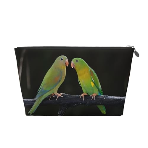 Kulturbeutel mit Papageien-Aufdruck, Reise-Make-up-Aufbewahrungstasche, Kosmetiktasche, PU-Leder, wasserdicht, leicht, Make-up-Tasche, Organizer für Mädchen, Frauen und Männer, silber, Einheitsgröße Kulturbeutel mit Papageien-Aufdruck, Reise-Make-up-Aufbewahrungstasche, Kosmetiktasche, PU-Leder, wasserdicht, leicht, Make-up-Tasche, Organizer für Mädchen, Frauen und Männer, silber, Einheitsgröße von PKTTECRFPK