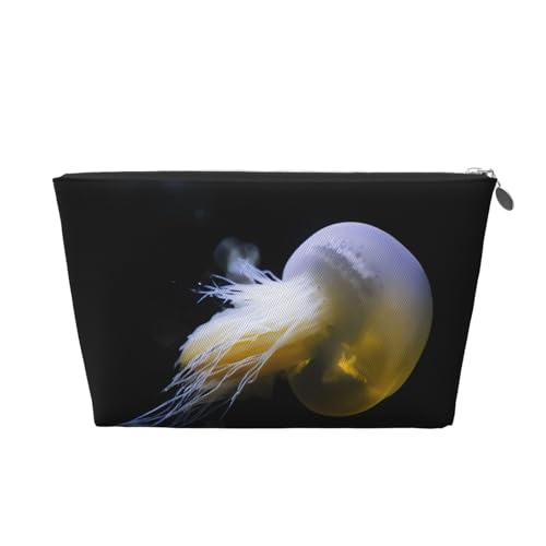 Kulturbeutel mit Quallen-Druck, Reise-Make-up-Aufbewahrungstasche, Kosmetiktasche, PU-Leder, wasserdicht, leicht, Make-up-Tasche, Organizer für Mädchen, Frauen und Männer, silber, Einheitsgröße Kulturbeutel mit Quallen-Druck, Reise-Make-up-Aufbewahrungstasche, Kosmetiktasche, PU-Leder, wasserdicht, leicht, Make-up-Tasche, Organizer für Mädchen, Frauen und Männer, silber, Einheitsgröße von PKTTECRFPK