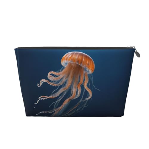 Kulturbeutel mit Quallen-Druck, Reise-Make-up-Aufbewahrungstasche, Kosmetiktasche, PU-Leder, wasserdicht, leicht, Make-up-Tasche, Organizer für Mädchen, Frauen und Männer, silber, Einheitsgröße Kulturbeutel mit Quallen-Druck, Reise-Make-up-Aufbewahrungstasche, Kosmetiktasche, PU-Leder, wasserdicht, leicht, Make-up-Tasche, Organizer für Mädchen, Frauen und Männer, silber, Einheitsgröße von PKTTECRFPK
