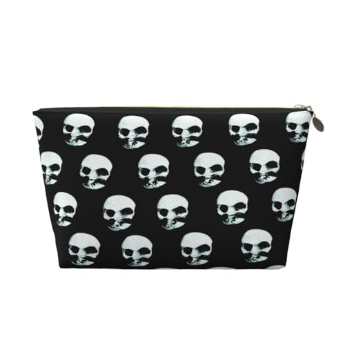 Kulturbeutel mit Totenkopf-Aufdruck, Reise-Make-up-Aufbewahrungstasche, Kosmetiktasche, PU-Leder, wasserdicht, leicht, Make-up-Tasche, Organizer für Mädchen, Damen und Herren, Schwarz, Größe 3D Kulturbeutel mit Totenkopf-Aufdruck, Reise-Make-up-Aufbewahrungstasche, Kosmetiktasche, PU-Leder, wasserdicht, leicht, Make-up-Tasche, Organizer für Mädchen, Damen und Herren, Schwarz, Größe 3D von PKTTECRFPK
