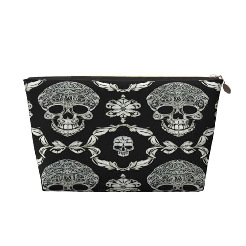 Kulturbeutel mit Totenkopf-Motiv, Reise-Make-up-Aufbewahrungstasche, Kosmetiktasche, PU-Leder, wasserdicht, leicht, Make-up-Tasche, Organizer für Mädchen, Frauen und Männer, Größe 3D, Einheitsgröße Kulturbeutel mit Totenkopf-Motiv, Reise-Make-up-Aufbewahrungstasche, Kosmetiktasche, PU-Leder, wasserdicht, leicht, Make-up-Tasche, Organizer für Mädchen, Frauen und Männer, Größe 3D, Einheitsgröße von PKTTECRFPK