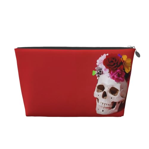 Kulturbeutel mit Totenkopf-Motiv, Reise-Make-up-Aufbewahrungstasche, Kosmetiktasche, PU-Leder, wasserdicht, leicht, Make-up-Tasche, Organizer für Mädchen, Frauen und Männer, silber, Einheitsgröße Kulturbeutel mit Totenkopf-Motiv, Reise-Make-up-Aufbewahrungstasche, Kosmetiktasche, PU-Leder, wasserdicht, leicht, Make-up-Tasche, Organizer für Mädchen, Frauen und Männer, silber, Einheitsgröße von PKTTECRFPK