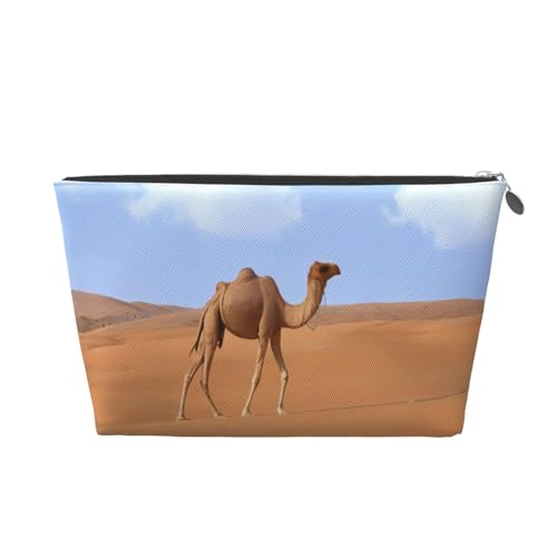 Kulturbeutel mit Wüstensand-Kamelmuster, Reise-Make-up-Aufbewahrungstasche, Kosmetiktasche, PU-Leder, wasserdicht, leicht, Make-up-Tasche, Organizer für Mädchen, Damen und Herren, silber Kulturbeutel mit Wüstensand-Kamelmuster, Reise-Make-up-Aufbewahrungstasche, Kosmetiktasche, PU-Leder, wasserdicht, leicht, Make-up-Tasche, Organizer für Mädchen, Damen und Herren, silber von PKTTECRFPK
