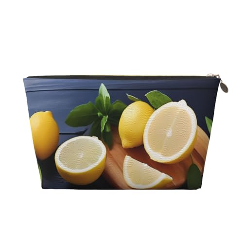 Kulturbeutel mit Zitronenmuster, Reise-Make-up-Aufbewahrungstasche, Kosmetiktasche, PU-Leder, wasserdicht, leicht, Make-up-Tasche, Organizer für Mädchen, Damen und Herren, Größe 3D, Einheitsgröße Kulturbeutel mit Zitronenmuster, Reise-Make-up-Aufbewahrungstasche, Kosmetiktasche, PU-Leder, wasserdicht, leicht, Make-up-Tasche, Organizer für Mädchen, Damen und Herren, Größe 3D, Einheitsgröße von PKTTECRFPK