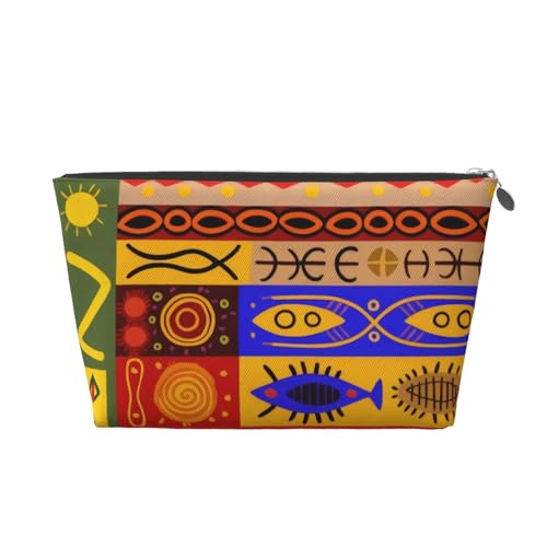 Kulturbeutel mit afrikanischem Nationalmuster, Reise-Make-up-Aufbewahrungstasche, Kosmetiktasche, PU-Leder, wasserdicht, leicht, Make-up-Tasche, Organizer für Mädchen, Frauen und Männer, silber Kulturbeutel mit afrikanischem Nationalmuster, Reise-Make-up-Aufbewahrungstasche, Kosmetiktasche, PU-Leder, wasserdicht, leicht, Make-up-Tasche, Organizer für Mädchen, Frauen und Männer, silber von PKTTECRFPK