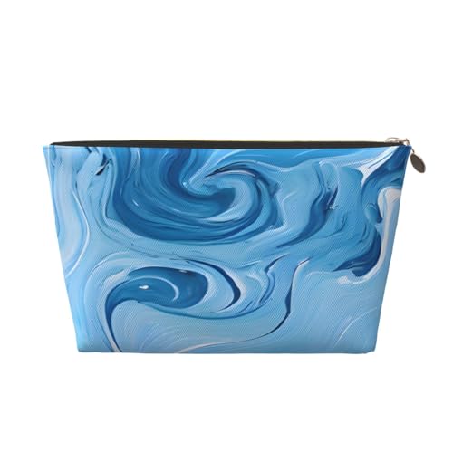 Kulturbeutel mit blauem Kunstdruck, Reise-Make-up-Aufbewahrungstasche, Kosmetiktasche, PU-Leder, wasserdicht, leicht, Make-up-Tasche, Organizer für Mädchen, Frauen und Männer, Größe 3D, Einheitsgröße Kulturbeutel mit blauem Kunstdruck, Reise-Make-up-Aufbewahrungstasche, Kosmetiktasche, PU-Leder, wasserdicht, leicht, Make-up-Tasche, Organizer für Mädchen, Frauen und Männer, Größe 3D, Einheitsgröße von PKTTECRFPK