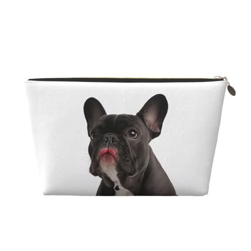 Kulturbeutel mit französischer Bulldogge, Reise-Make-up-Aufbewahrungstasche, Kosmetiktasche, PU-Leder, wasserdicht, leicht, Make-up-Tasche, Organizer für Mädchen, Frauen und Männer, Größe 3D Kulturbeutel mit französischer Bulldogge, Reise-Make-up-Aufbewahrungstasche, Kosmetiktasche, PU-Leder, wasserdicht, leicht, Make-up-Tasche, Organizer für Mädchen, Frauen und Männer, Größe 3D von PKTTECRFPK