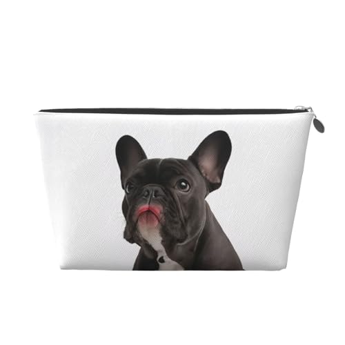 Kulturbeutel mit französischer Bulldogge, Reise-Make-up-Aufbewahrungstasche, Kosmetiktasche, PU-Leder, wasserdicht, leicht, Make-up-Tasche, Organizer für Mädchen, Frauen und Männer, silber Kulturbeutel mit französischer Bulldogge, Reise-Make-up-Aufbewahrungstasche, Kosmetiktasche, PU-Leder, wasserdicht, leicht, Make-up-Tasche, Organizer für Mädchen, Frauen und Männer, silber von PKTTECRFPK