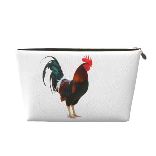 Kulturbeutel mit niedlichem Hahn-Aufdruck, Reise-Make-up-Aufbewahrungstasche, Kosmetiktasche, PU-Leder, wasserdicht, leicht, Make-up-Tasche, Organizer für Mädchen, Frauen und Männer, Größe 3D Kulturbeutel mit niedlichem Hahn-Aufdruck, Reise-Make-up-Aufbewahrungstasche, Kosmetiktasche, PU-Leder, wasserdicht, leicht, Make-up-Tasche, Organizer für Mädchen, Frauen und Männer, Größe 3D von PKTTECRFPK