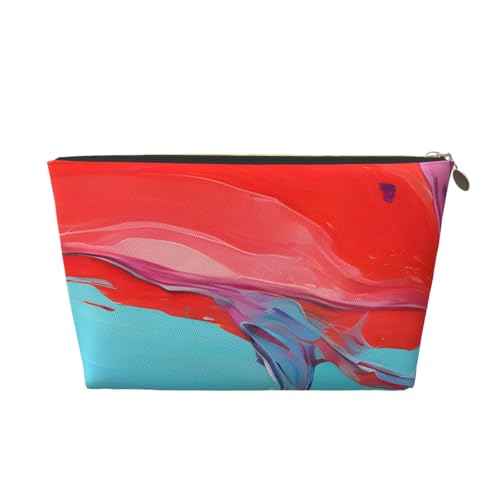 Kulturbeutel mit rotem und violettem Aufdruck, Reise-Make-up-Aufbewahrungstasche, Kosmetiktasche, PU-Leder, wasserdicht, leicht, Make-up-Tasche, Organizer für Mädchen, Frauen und Männer, Größe 3D Kulturbeutel mit rotem und violettem Aufdruck, Reise-Make-up-Aufbewahrungstasche, Kosmetiktasche, PU-Leder, wasserdicht, leicht, Make-up-Tasche, Organizer für Mädchen, Frauen und Männer, Größe 3D von PKTTECRFPK
