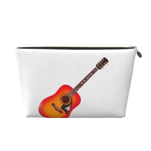 Kulturbeutel mit schönem Gitarrenaufdruck, Reise-Make-up-Aufbewahrungstasche, Kosmetiktasche, PU-Leder, wasserdicht, leicht, Make-up-Tasche, Organizer für Mädchen, Damen und Herren, Größe 3D von PKTTECRFPK