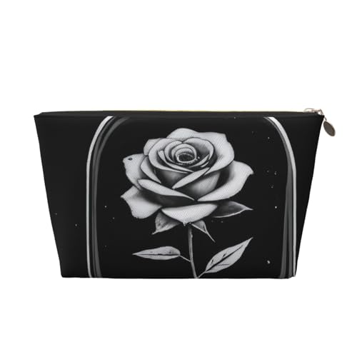 Kulturbeutel mit schönem Rosen-Aufdruck, Reise-Make-up-Aufbewahrungstasche, Kosmetiktasche, PU-Leder, wasserdicht, leicht, Make-up-Tasche, Organizer für Mädchen, Damen und Herren, Größe 3D von PKTTECRFPK